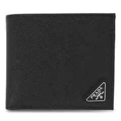 プラダ 折財布 メンズ サフィアーノ レザー ウォレット 2MO738 QHH F0002 二つ折り財布 コンパクト財布 トライアングルロゴ ブラック 黒 PRADA