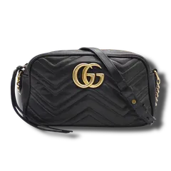 グッチ GGマーモント レザー チェーン ショルダーバッグ ブラック 4599