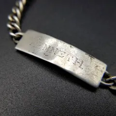 IDタグ 長方形プレート 925 シルバー ヴィンテージ ブレスレット 銀 ネーム彫金 Kenneth 喜平チェーン シンプル スタイリッシュ Y26-A