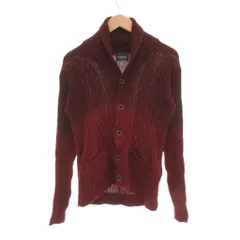 ニコルクラブフォーメン NICOLE CLUB FOR MEN カーディガン ニット 46 ボルドー ショールカラー 長袖 ケーブル編み リネン混 /NU ■GY60
