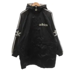 アディダス adidas ヴィンテージ ジップアップパーカー ナイロンジャケット ロゴ スリーライン L 黒 ブラック /JS ■GY53
