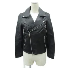 ユナイテッドアローズ A DAY IN THE LIFE UNITED ARROWS ライダースジャケット レザージャケット 革ジャン ダブル ミドル丈 38 黒 ブラック /HO34 ■GY61