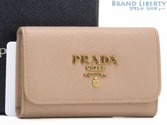 【超美品】プラダ　PRADA　サフィアーノ マルチカラー　キーケース キーリング付き　4連キーケース　キーリング　キーホルダー　ピンクベージュ レッド　1PG004