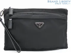 【超美品】プラダ　PRADA　ナイロン　ポーチ　セカンドバッグ　クラッチバッグ　ハンドバッグ　ハンドポーチ　ストラップ付き　ブラック　2NH007