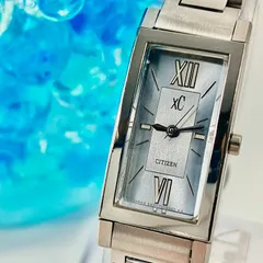 【中古】シチズン CITIZEN クロスシー xC 腕時計 5431-T003982 スクエア ブルー文字盤 デュラテクト クォーツ レディース 稼働品 10気圧防水 シルバーカラー ステンレス レトロウォッチ