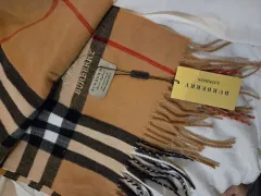 バーバリー カシミア マフラー ブラウン チェック