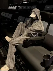 レディース セットアップ 上下セット ジャージ パーカー フード付き ラインストーン ルームウェア カジュアル 春 秋 韓国ファッション ルーズ オーバーサイズ 部屋着 トレンド 長袖 ロングパンツ ツーピース 高見え 大人 可愛い スポーツウェア おしゃれ