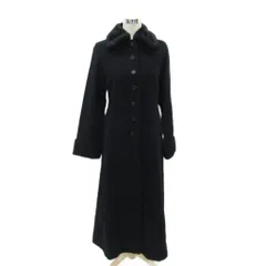 コムサデモード COMME CA DU MODE ステンカラーコート ロング丈 黒 ブラック ファー /SM16 ■GY61