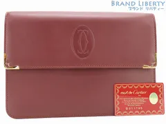 【未使用】カルティエ　Cartier　マストライン　セカンドバッグ　ハンドバッグ　クラッチバッグ　ポーチ　ボルドー　カーフレザー　L1000061