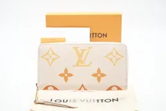 ★3日以内返品可★ 極美品 LOUIS VUITTON ルイ・ヴィトン アンプラント ジャイアント バイザプール ジッピーウォレット クレーム サフラン M82206 長財布 クリーム オレンジ カーフレザー レディース