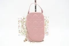 ★3日以内返品可★ 極美品 Christian Dior クリスチャンディオール カナージュ ラムスキン Lady Dior Call'in Dior フォンホルダー S0872ONMJ ショルダーバッグ ピンク ラムスキン レディース