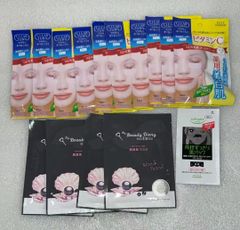 私のきれい日記黒真珠マスク(4枚)+クリアターン ホワイト マスク VC (ビタミンC) 薬用美白肌 フェイスパック 10枚//732285