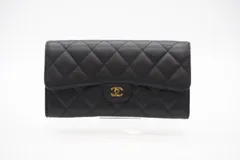 ★3日以内返品可★ 美品 CHANEL シャネル キャビアスキン マトラッセ クラシック ロング フラップウォレット A80758 長財布 ブラック ボルドー グレインカーフレザー レディース