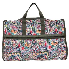 LESPORTSAC(レスポートサック) ボストンバッグ美品  - 白×パープル×マルチ ペイズリー柄/本体ロックなし