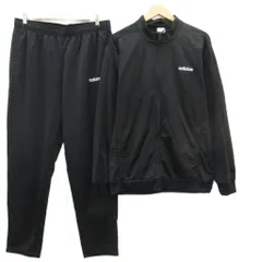 アディダス adidas スポーツウェア ジャージ セットアップ 上下 大きいサイズ 3XO 黒 ブラック スタンドカラージャケット ジップアップ ミドル丈 パンツ ロング丈 /YS43 ■GY58
