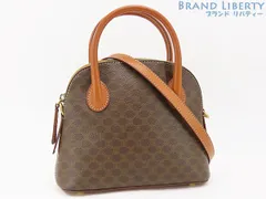 【レア美品】セリーヌ　CELINE　ヴィンテージ　マカダム　2WAY ミニ ハンドバッグ　ショルダーバッグ　ポシェット　ブラウン ダークブラウン　PVC レザー