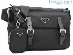 【新古品】プラダ　PRADA　Re-Nylon リナイロン　斜め掛け ショルダーバッグ　メッセンジャーバッグ　ポーチ付き　NERO ブラック　リナイロン 再生ナイロン レザー　1BD953