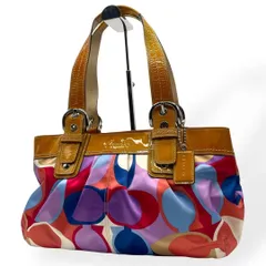 美品　希少　COACH コーチ　トートバッグ　マルチカラー　ナイロン　エナメル