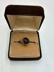 N【ヴィンテージ】スモーキークオーツ リング 大粒 おしゃれ 13号 ゴージャス お出かけ