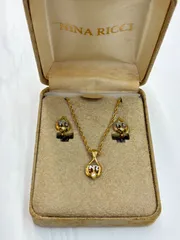 N【ヴィンテージ】ニナリッチ NINA RICCI アクセサリー セット ゴールド ラインストーン イヤリング ネックレス おしゃれ 可愛い お出かけ