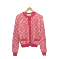 GUCCI グッチ GGロゴ柄コットンウールカーディガン 金ボタン アンカー 629452 ピンク Sサイズ レディース イタリア製 ニット