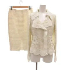 エポカ EPOCA セットアップ スーツ ツイード ジャケット スカート レース 38 白 ホワイト /JS ■GY61