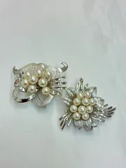 N 値下げ中【ヴィンテージ】真珠　パール ブローチ 2点セット おしゃれ 冠婚葬祭 発表会 starring