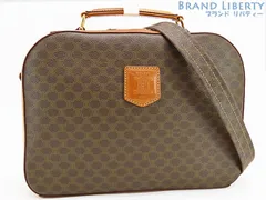 【レア美品】セリーヌ　CELINE　ヴィンテージ　マカダム　2WAY トップハンドルバッグ　ハンドバッグ　ショルダーバッグ　ブラウン ダークブラウン　PVC レザー