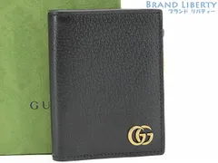 【未使用】グッチ　GUCCI　GGマーモント　ダブルG　二つ折り財布　コンパクト財布　ブラック　レザー　760223