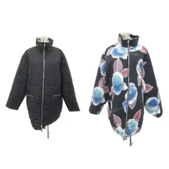 エンリココベリ ENRICO COVERI 中綿コート リバーシブル ロング丈 M 黒 花柄 スタンドカラー 8465-21120 /SY53 ■GY61