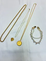 N 値下げ中【ヴィンテージ】ゴールド レディース アクセサリー　おまとめ品 K18GF コインネックレス