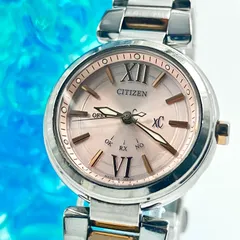 【中古】シチズン CITIZEN クロスシー xC 腕時計 エコドライブ ソーラー電波 ピンク文字盤 シルバー ゴールド H330-T010377 稼働品 腕周り