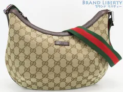 【超美品】グッチ　GUCCI　GGキャンバス　シェリーライン　斜め掛け ショルダーバッグ　メッセンジャーバッグ　シェリーカラー ベージュ ダークブラウン　181092