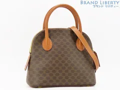 【美品】セリーヌ　CELINE　ヴィンテージ　マカダム　2WAY ミニ ハンドバッグ　ショルダーバッグ　ポシェット　ブラウン ダークブラウン　PVC レザー