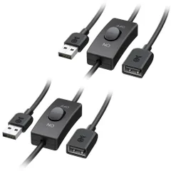 【在庫処分】USB 延長ケーブル 0.9m スイッチ付き 2本セット USB2.0 Matters 延長ケーブル On/Offスイッチ USB延長ケーブル Type A オス Cable メス 延長コード USB 延長 ブラック