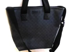 グッチ ■ 162163 GGスプリーム PVC 2WAY クロスボディ トートバッグ ショルダー 斜め掛け メンズ レディース ブラック系 GUCCI □8A