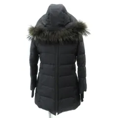 23区 オンワード樫山 ダウンコート 小さいサイズ 32 黒 ブラック スタンドカラー ファーフード付き 2way ジップアップ ロング丈 CM.WS.HW.0504 /YS17 ■GY61