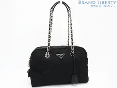 【ほぼ新品】プラダ　PRADA　TESSUTO IMPUNTU　テスート インプントゥ キルティングステッチ　チェーン ショルダーバッグ　ハンドバッグ　ブラック　ナイロン レザー　1BB903