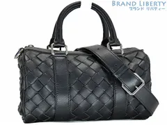【レア美品】ボッテガ ヴェネタ　BOTTEGA VENETA　イントレチャート　2WAY ミニダッフルバッグ　ミニボストンバッグ　ハンドバッグ　ショルダーバッグ　ブラック　カーフレザー　729224