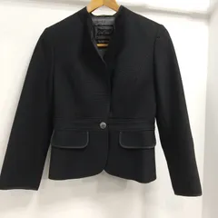 ks180◆Paul Stuart ポール・スチュアート ジャケット (Sサイズ相当) ブラック ブレザー スーツ上着  レディース ノーカラー 日本製