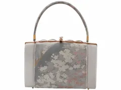 訳あり 礼装用 帯地 きものバッグ 和装バッグ ハンドバッグ シルバー bb-280-183