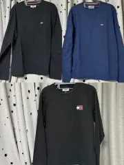 (新品) Tommy Hilfiger トミーヒルフィガー TOMMY JEANS トミー ジーンズ 長袖 Tシャツ まとめ (ブラック/ネイビー M)