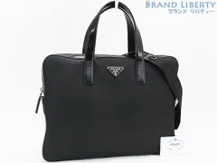 【美品】プラダ　PRADA　Re-Nylon リナイロン　トライアングル　ブリーフケース　2WAY ビジネスバッグ　ハンドバッグ　ショルダーバッグ　NERO ブラック　リナイロン レザー　2VE368