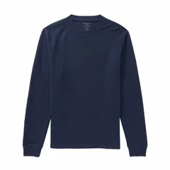 アメリカンイーグル AMERICAN EAGLE メンズ 長袖 サーマルTシャツ ワッフル ロンT 胸ロゴ刺繍 AE ロングスリーブ ネイビー