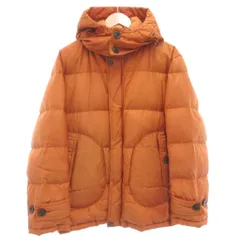 バーバリー ロンドン BURBERRY LONDON ダウンジャケット LL 裏地メガチェック ジップアップ フード オレンジ /AE ■GY62
