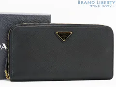 【超美品】プラダ　PRADA　サフィアーノ トライアングル　ジップアラウンド長財布　ラウンドファスナー長財布　NERO ブラック　サフィアーノレザー　1ML506