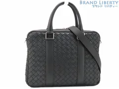 【超美品】ボッテガ ヴェネタ　BOTTEGA VENETA　イントレチャート　スモール ブリーフケース　2WAY ビジネスバッグ　ハンドバッグ　ショルダーバッグ　ブラック　レザー　651580