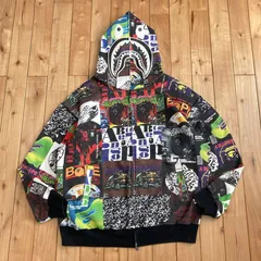 ★XL★ BAPE ALBUM MONOGRAM シャーク パーカー a bathing ape shark full zip hoodie エイプ ベイプ アベイシングエイプ oz2
