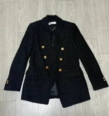 ザラ GOLD ボタン ブラック ツイード ジャケット