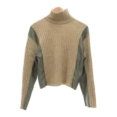 ザラ ZARA ニット セーター S ベージュ カーキ ハイネック 長袖 切り替えデザイン リブ /NU ■GY59